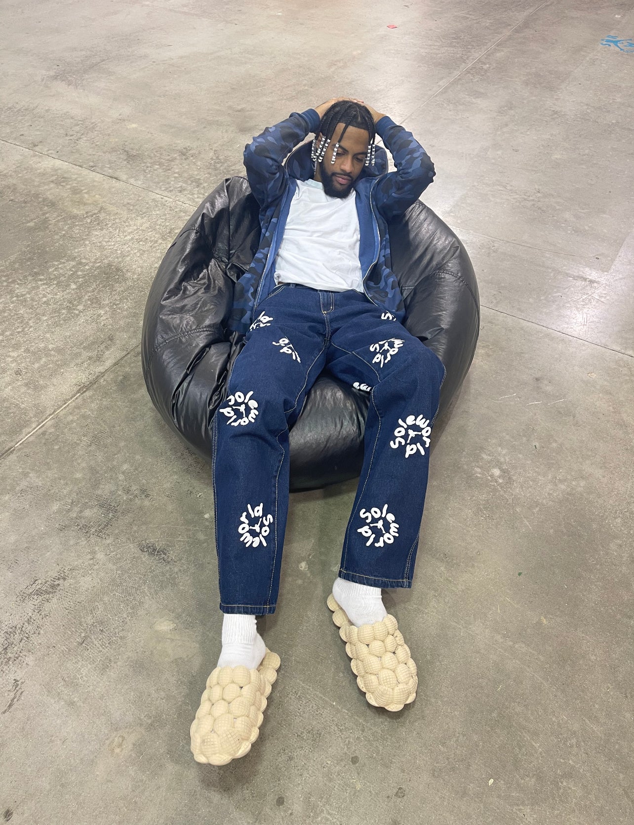 Sole World Washed Blue Spot Jeans