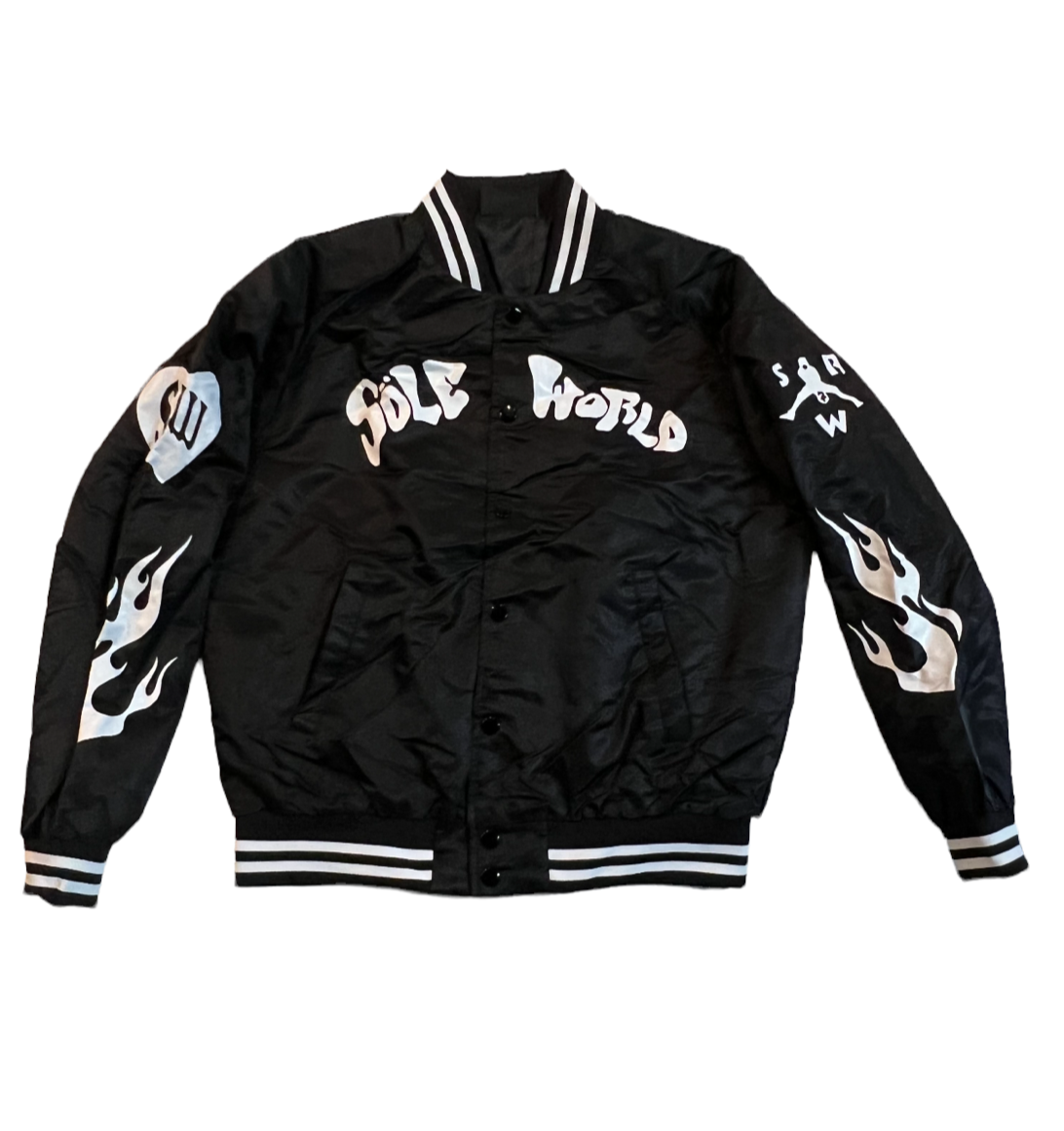 Sole World Black & White Varsity Bomber Jacket
