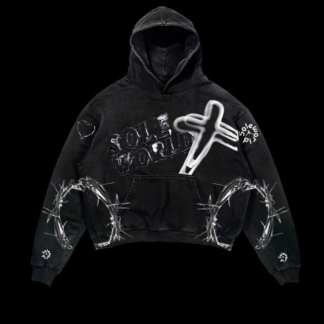 SW Throrn Heart Hoodie Black