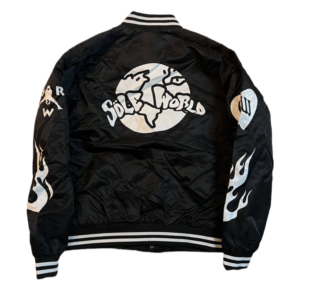 Sole World Black & White Varsity Bomber Jacket