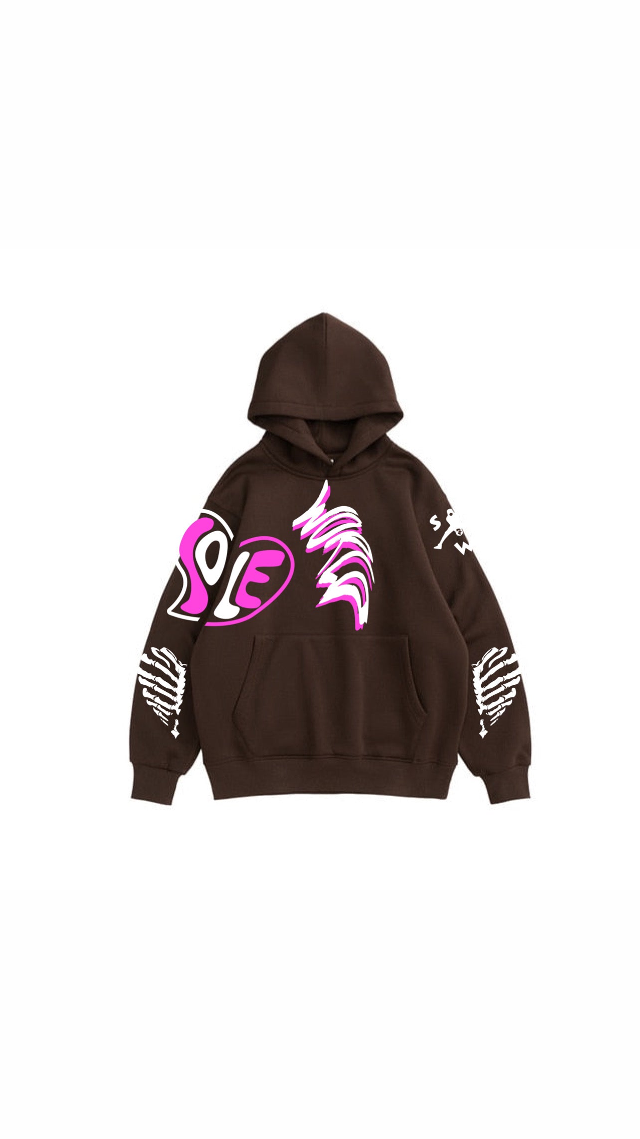 Sole World Pink Heart Brown Hoodie