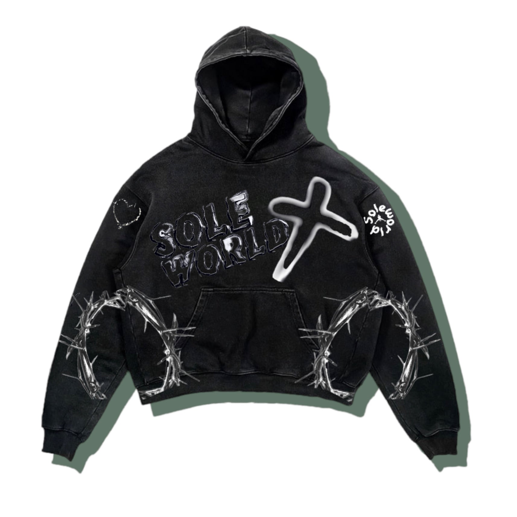 SW Throrn Heart Hoodie Black