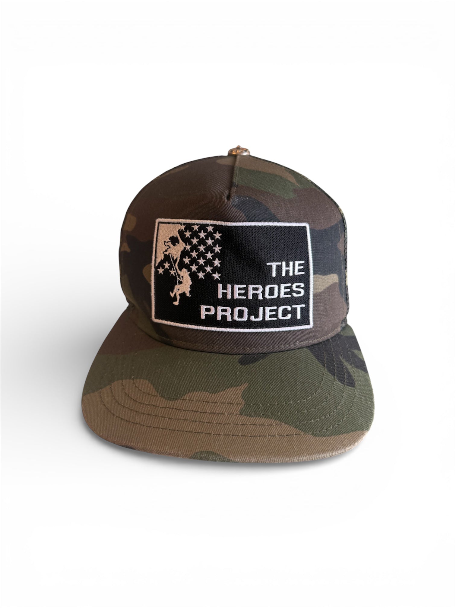 Chrome Heart The Heroes Project Green Camo Trucker Hat
