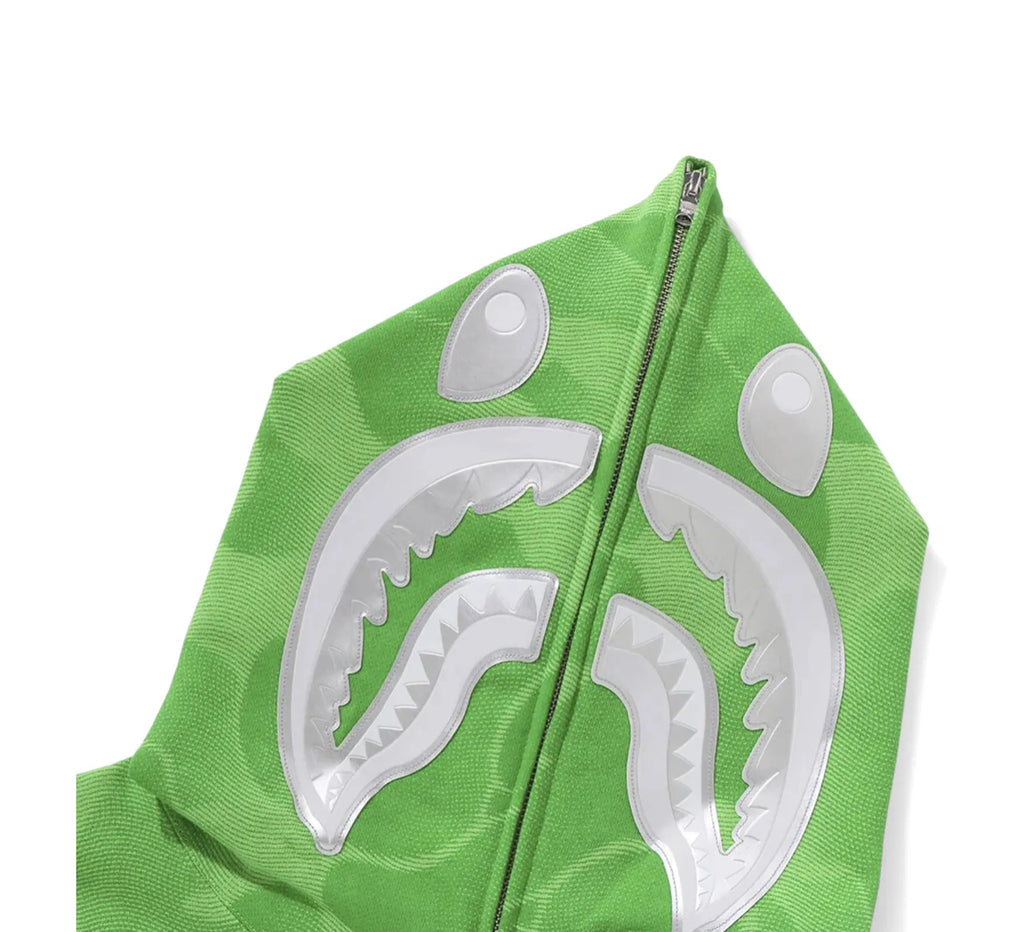 BAPE Ink Camo Shark Zip Hoodie 'Green'