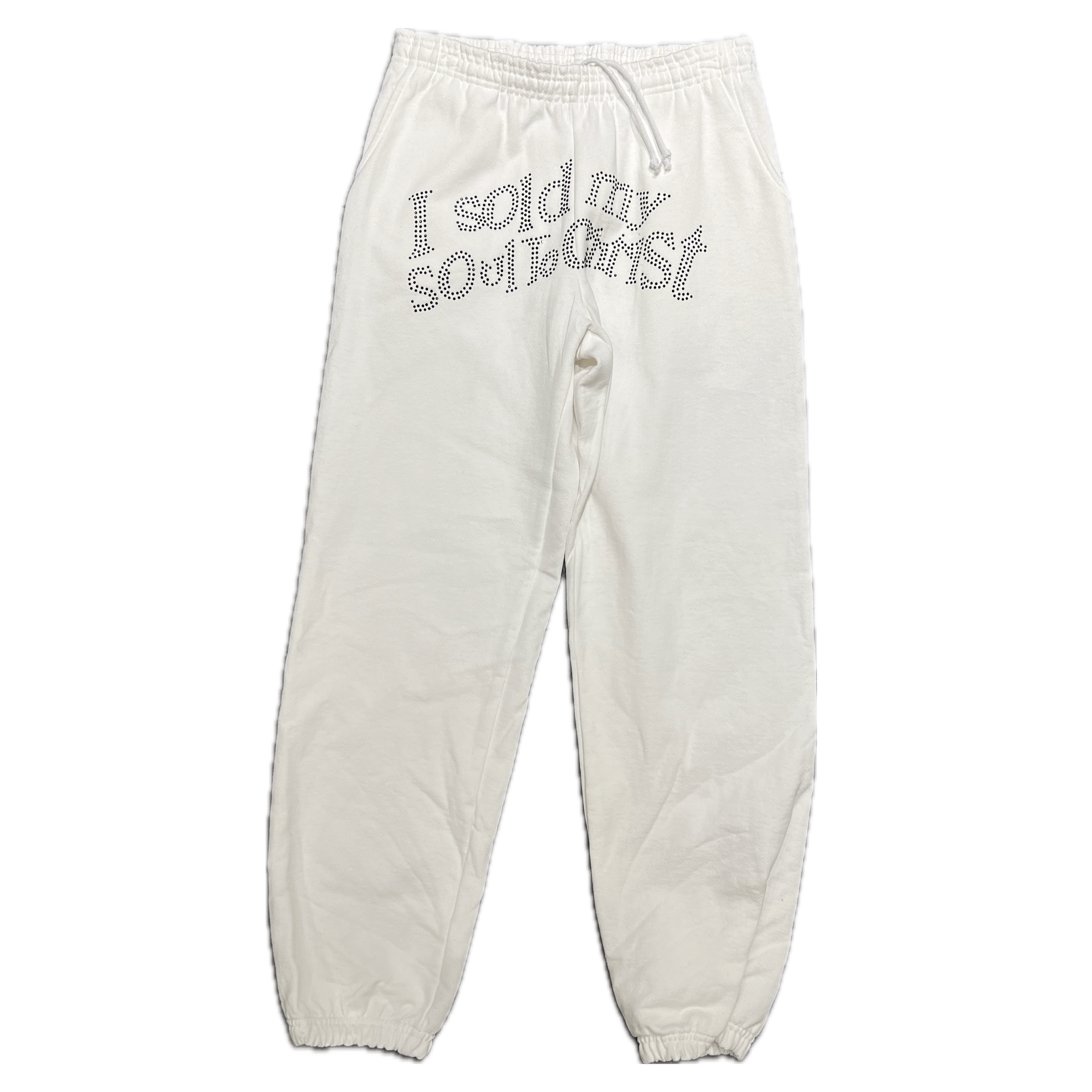 White I Sole My Soul To Christ Rhinestone Sweatpants