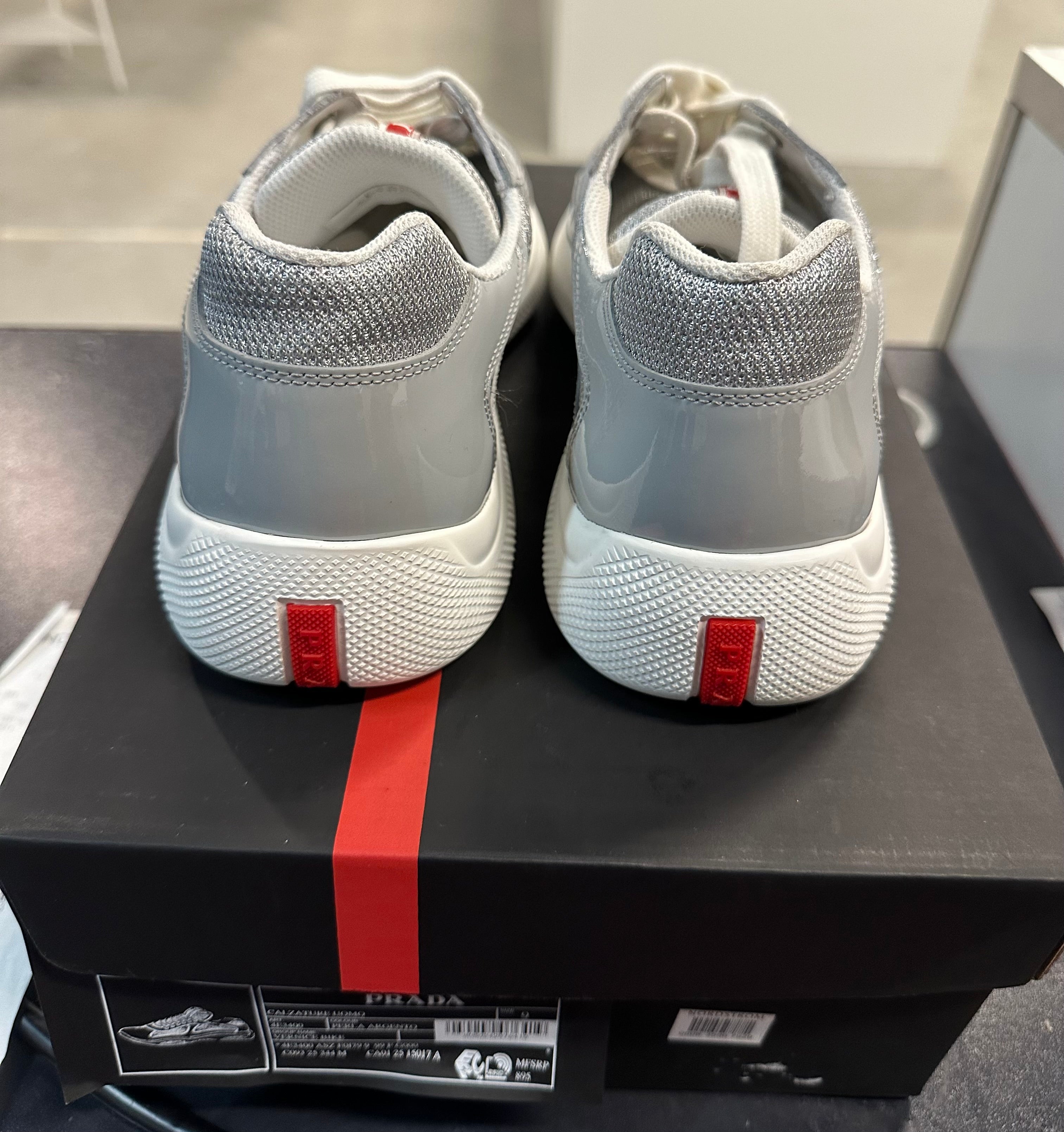Prada Patent Leather Grey Sneakers