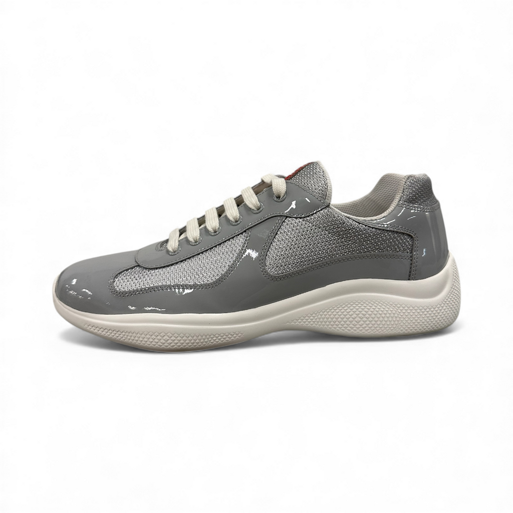 Prada Patent Leather Grey Sneakers